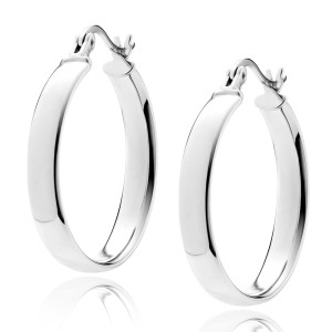 Cercei rotunzi argint Ø25 mm x 4 mm Classic Hoops DiAmanti KHV425R-DIA (Argint 925‰ 3,8 g.)